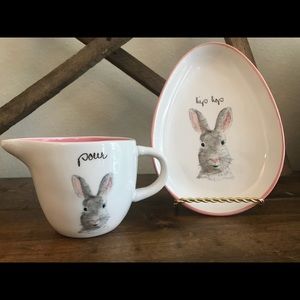 Rae Dunn Easter cream dish and plate bundle